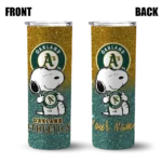 customized oakland athletics snoopy attitude green skinny tumbler best selling.webp