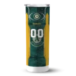 customized oakland athletics stacked diamond green skinny tumbler best selling.webp