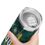 customized oakland athletics stacked diamond green skinny tumbler best selling.webp