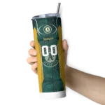 customized oakland athletics stacked diamond green skinny tumbler best selling.webp