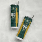 customized oakland athletics stacked diamond green skinny tumbler best selling.webp