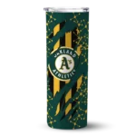 customized oakland athletics star pop green black skinny tumbler best selling.webp