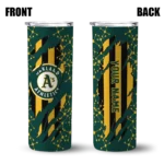 customized oakland athletics star pop green black skinny tumbler best selling.webp