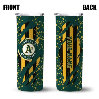 customized oakland athletics star pop green black skinny tumbler fashion forward.webp