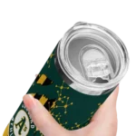 customized oakland athletics star pop green black skinny tumbler best selling.webp