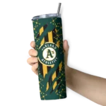 customized oakland athletics star pop green black skinny tumbler best selling.webp