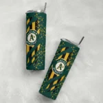 customized oakland athletics star pop green black skinny tumbler best selling.webp