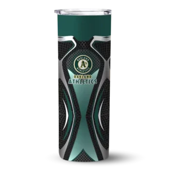 customized oakland athletics superman emblem green black skinny tumbler best selling.webp