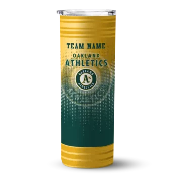customized oakland athletics swirl texture green skinny tumbler best selling.webp
