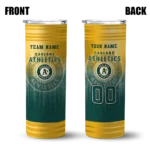 customized oakland athletics swirl texture green skinny tumbler best selling.webp