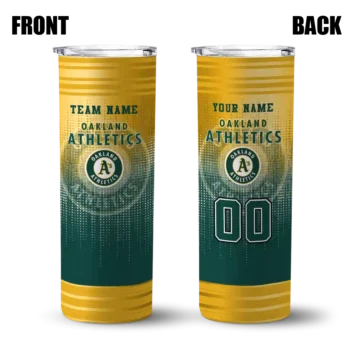 customized oakland athletics swirl texture green skinny tumbler fashion forward.webp