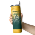 customized oakland athletics swirl texture green skinny tumbler best selling.webp