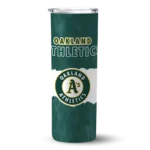 customized oakland athletics torn band green white skinny tumbler best selling.webp