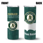 customized oakland athletics torn band green white skinny tumbler best selling.webp