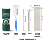 customized oakland athletics torn band green white skinny tumbler best selling.webp