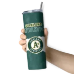 customized oakland athletics torn band green white skinny tumbler best selling.webp