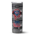 customized philadelphia phillies chevron v blue gray skinny tumbler best selling.webp