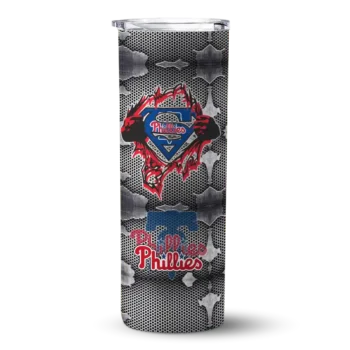 customized philadelphia phillies chevron v blue gray skinny tumbler best selling.webp