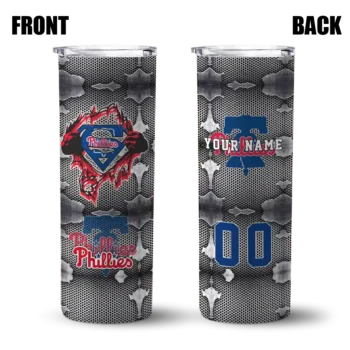 customized philadelphia phillies chevron v blue gray skinny tumbler fashion forward.webp