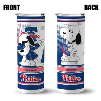 customized philadelphia phillies snoopy dog blue white skinny tumbler fashion forward.webp