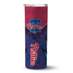 customized philadelphia phillies spiral burst print blue skinny tumbler best selling.webp