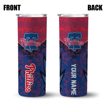 customized philadelphia phillies spiral burst print blue skinny tumbler fashion forward.webp