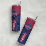 customized philadelphia phillies spiral burst print blue skinny tumbler best selling.webp