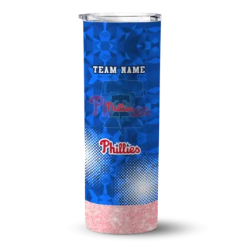 customized philadelphia phillies starburst tiles blue skinny tumbler best selling.webp