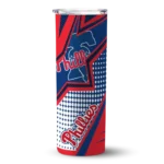 customized philadelphia phillies web stripes blue white skinny tumbler best selling.webp