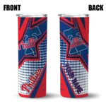 customized philadelphia phillies web stripes blue white skinny tumbler best selling.webp