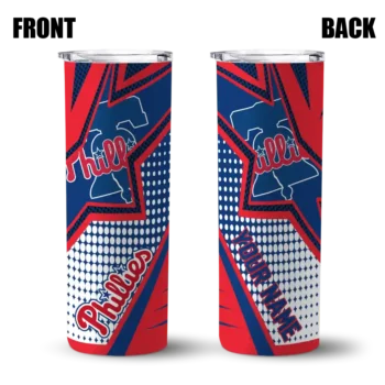 customized philadelphia phillies web stripes blue white skinny tumbler fashion forward.webp
