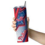 customized philadelphia phillies web stripes blue white skinny tumbler best selling.webp