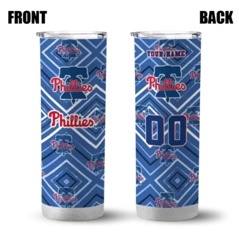 customized philadelphia phillies zipper leopard blue skinny tumbler fashion forward.webp