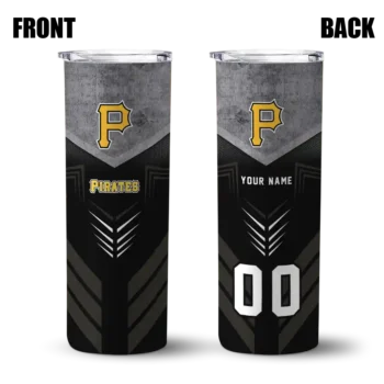customized pittsburgh pirates hexagon honeycomb black skinny tumbler fashion forward.webp