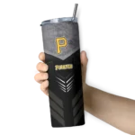 customized pittsburgh pirates hexagon honeycomb black skinny tumbler best selling.webp