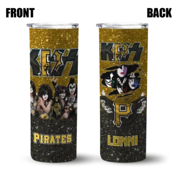 customized pittsburgh pirates kiss band gold skinny tumbler fashion forward.webp