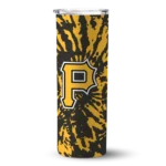 customized pittsburgh pirates metallic grid black skinny tumbler best selling.webp