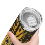 customized pittsburgh pirates metallic grid black skinny tumbler best selling.webp