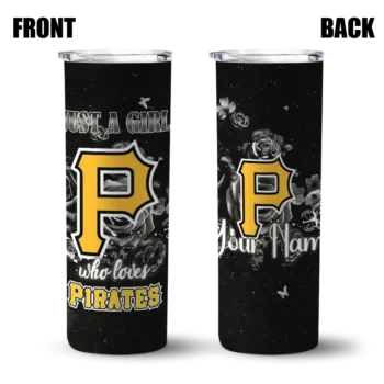 customized pittsburgh pirates rose romance black skinny tumbler fashion forward.webp
