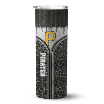 customized pittsburgh pirates sparkle drip black skinny tumbler best selling.webp