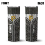 customized pittsburgh pirates sparkle drip black skinny tumbler best selling.webp