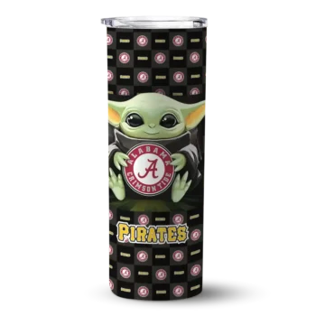 customized pittsburgh pirates yoda cozy black skinny tumbler best selling.webp