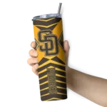 customized san diego padres camo texture brown skinny tumbler best selling.webp