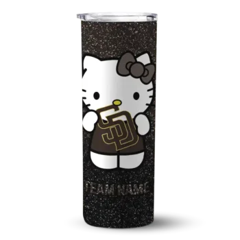 customized san diego padres hello kitty brown black skinny tumbler best selling.webp