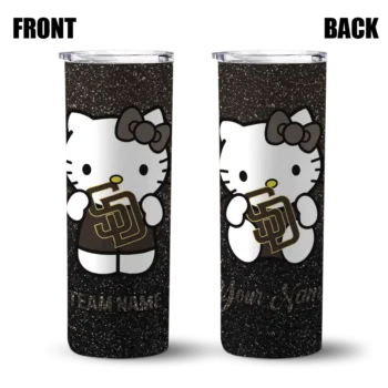 customized san diego padres hello kitty brown black skinny tumbler fashion forward.webp