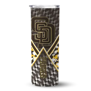 customized san diego padres monogram burst brown white skinny tumbler best selling.webp