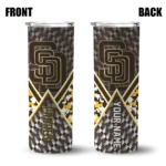 customized san diego padres monogram burst brown white skinny tumbler best selling.webp