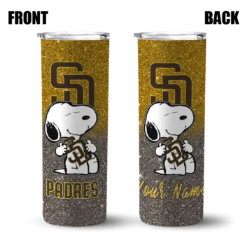 customized san diego padres snoopy attitude brown skinny tumbler fashion forward.webp