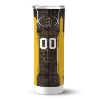 customized san diego padres stacked diamond brown skinny tumbler best selling.webp