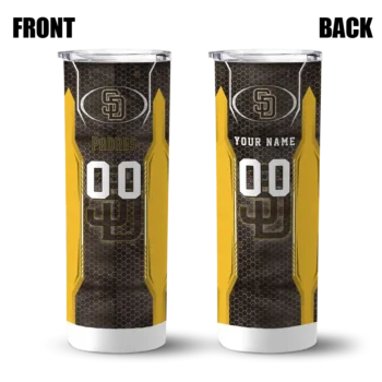 customized san diego padres stacked diamond brown skinny tumbler fashion forward.webp